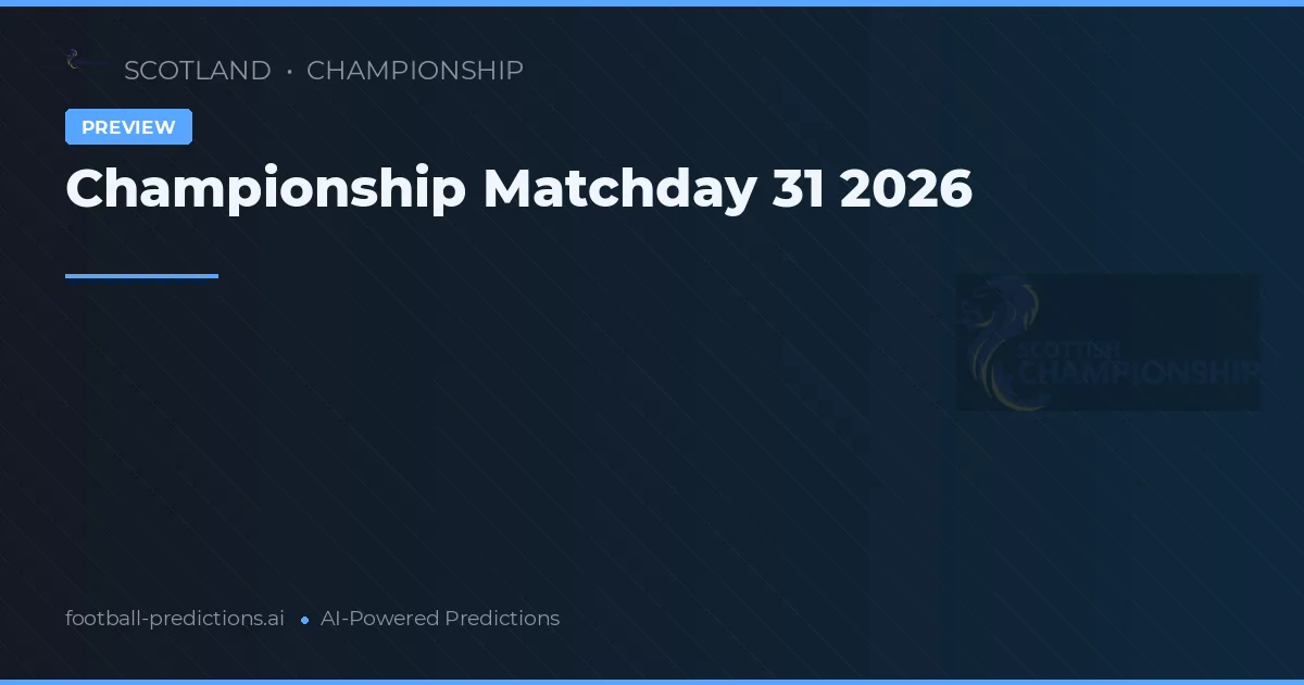 Championship Matchday 31 2026
