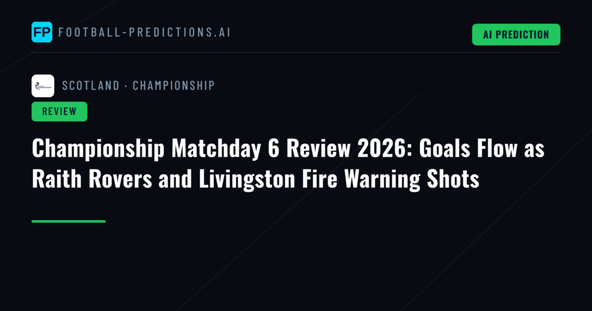 Championship Matchday 6 Review 2026: Goals Flow as Raith Rovers and Livingston Fire Warning Shots
