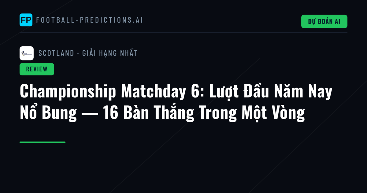Championship Matchday 6: Lượt Đầu Năm Nay Nổ Bung — 16 Bàn Thắng Trong Một Vòng