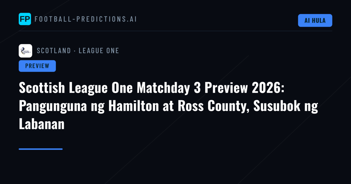 Scottish League One Matchday 3 Preview 2026: Pangunguna ng Hamilton at Ross County, Susubok ng Labanan