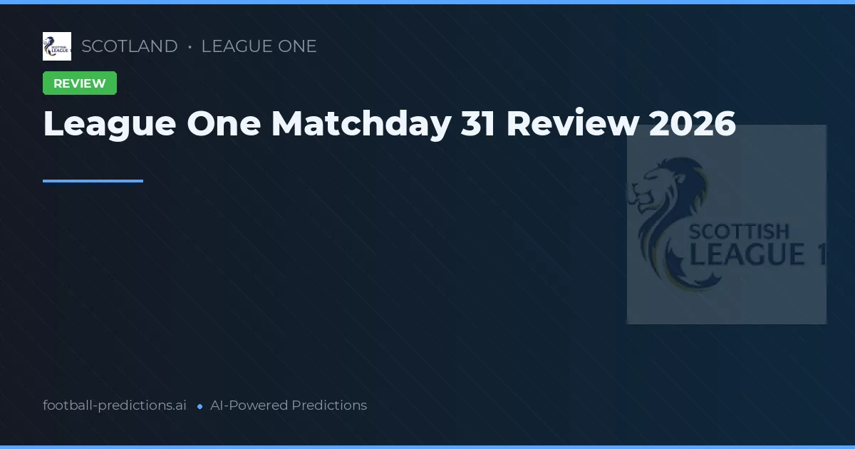 League One Matchday 31 Review 2026