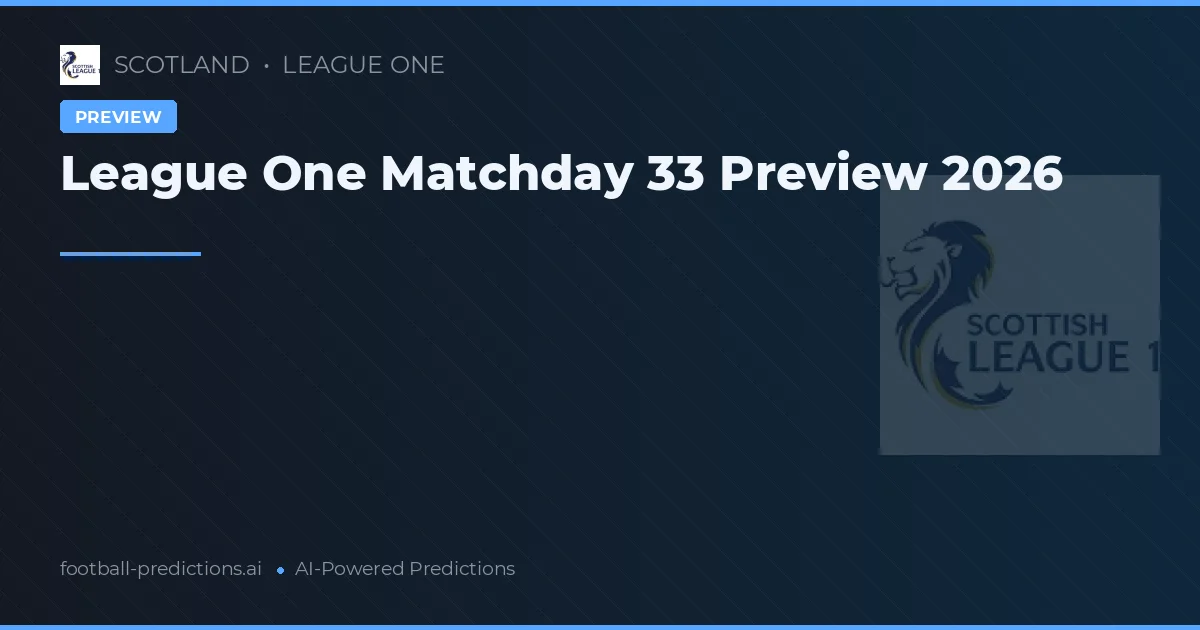 League One Matchday 33 Preview 2026