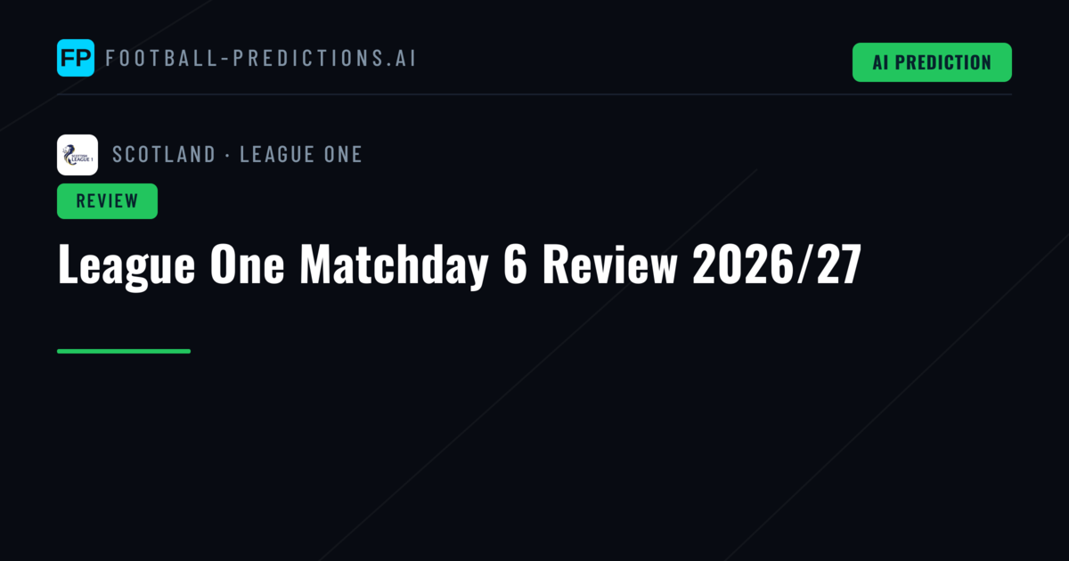 League One Matchday 6 Review 2026/27