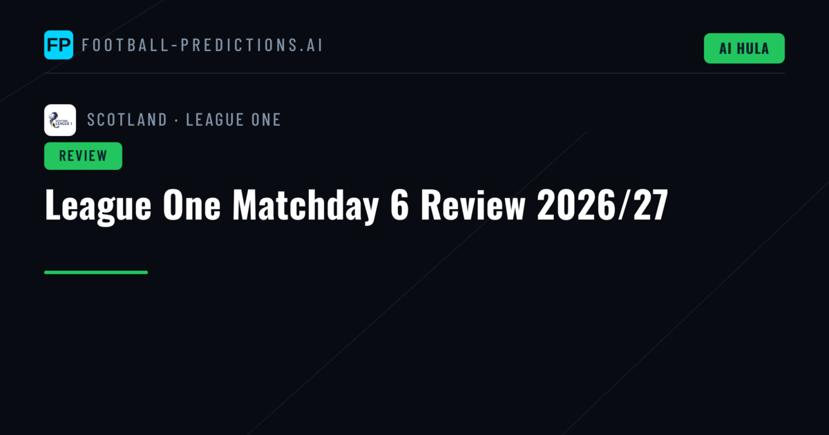 League One Matchday 6 Review 2026/27