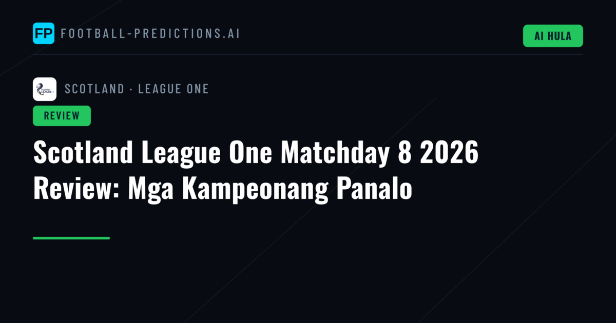 Scotland League One Matchday 8 2026 Review: Mga Kampeonang Panalo