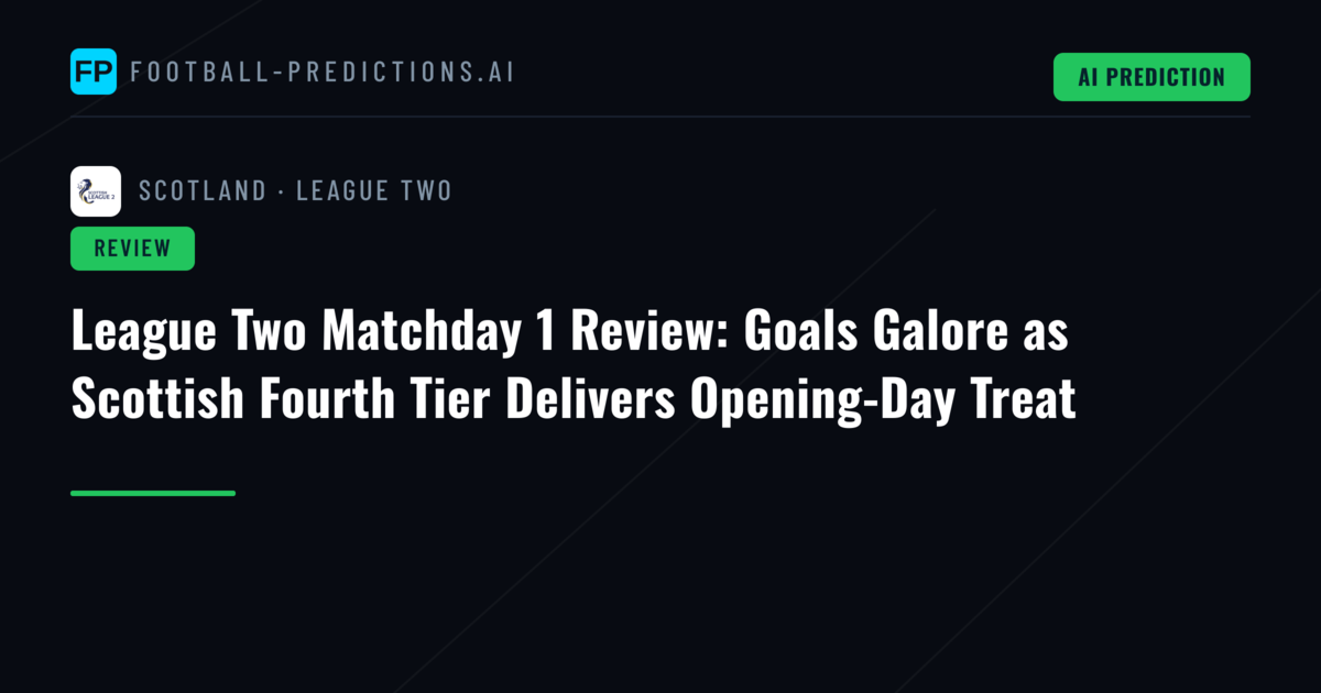 League Two Matchday 1 Review: Goals Galore as Scottish Fourth Tier Delivers Opening-Day Treat