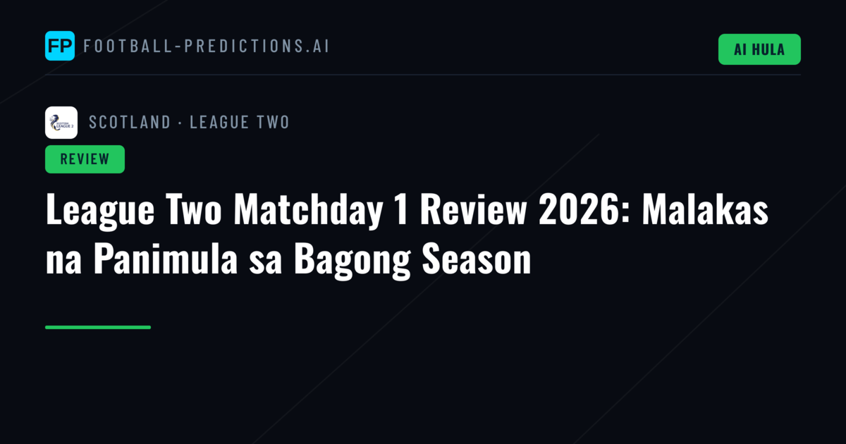 League Two Matchday 1 Review 2026: Malakas na Panimula sa Bagong Season