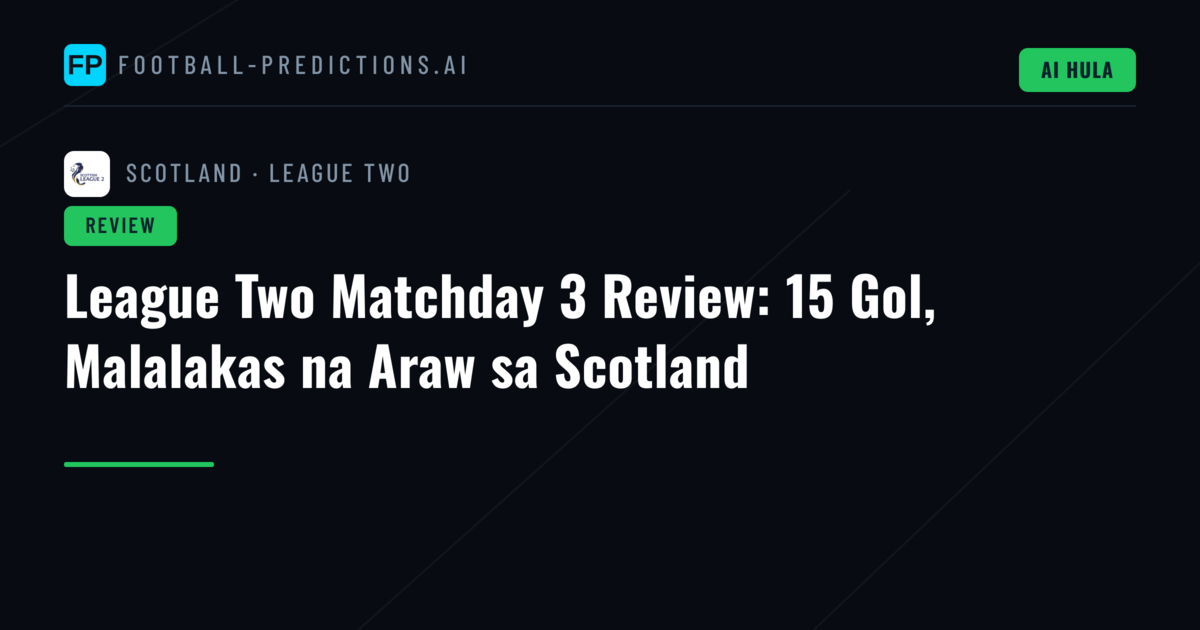 League Two Matchday 3 Review: 15 Gol, Malalakas na Araw sa Scotland
