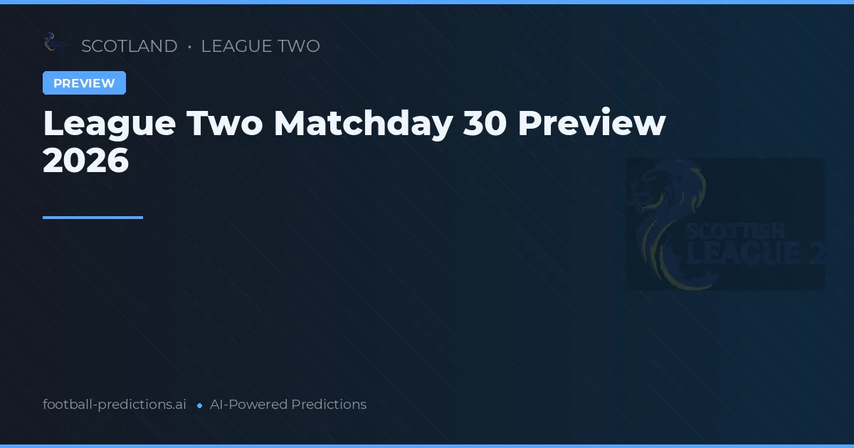 League Two Matchday 30 Preview 2026