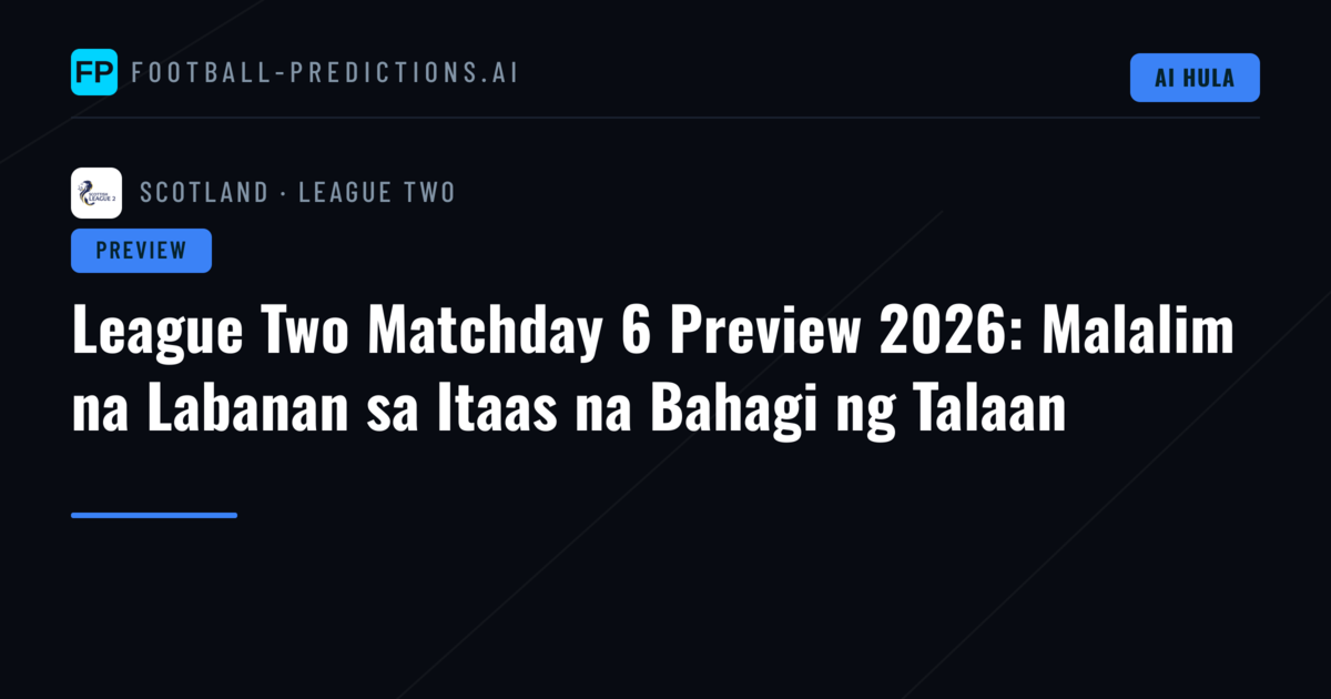 League Two Matchday 6 Preview 2026: Malalim na Labanan sa Itaas na Bahagi ng Talaan