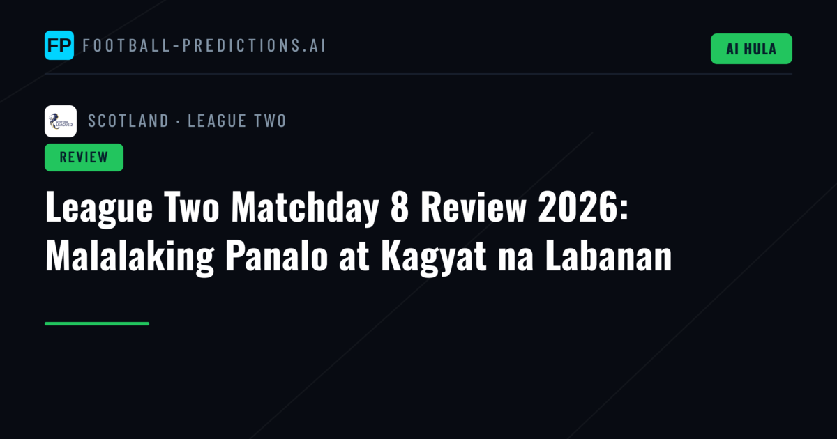 League Two Matchday 8 Review 2026: Malalaking Panalo at Kagyat na Labanan