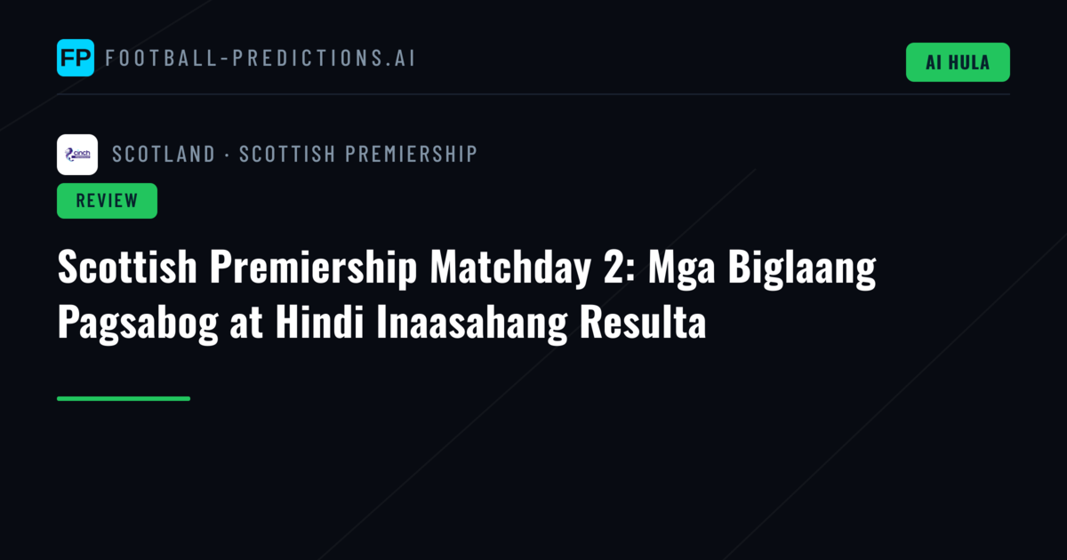 Scottish Premiership Matchday 2: Mga Biglaang Pagsabog at Hindi Inaasahang Resulta