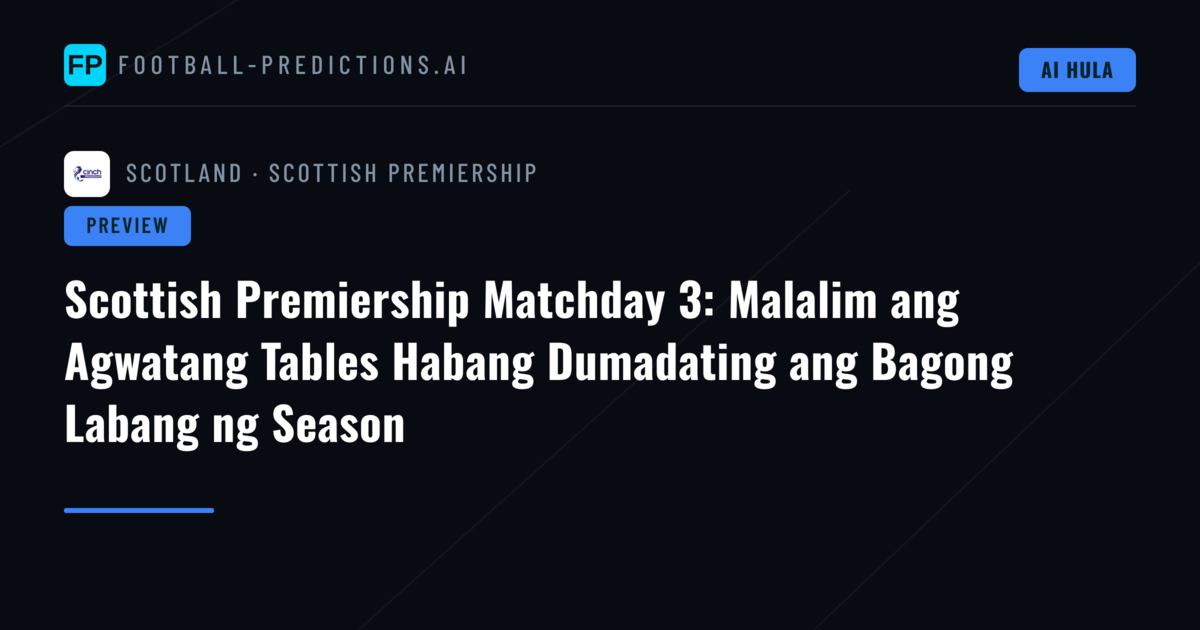 Scottish Premiership Matchday 3: Malalim ang Agwatang Tables Habang Dumadating ang Bagong Labang ng Season