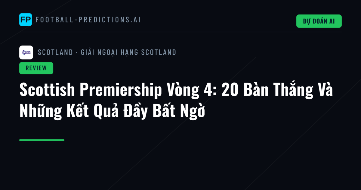 Scottish Premiership Vòng 4: 20 Bàn Thắng Và Những Kết Quả Đầy Bất Ngờ