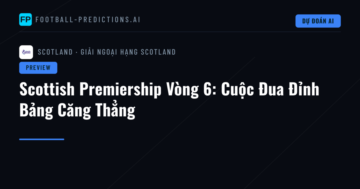 Scottish Premiership Vòng 6: Cuộc Đua Đỉnh Bảng Căng Thẳng