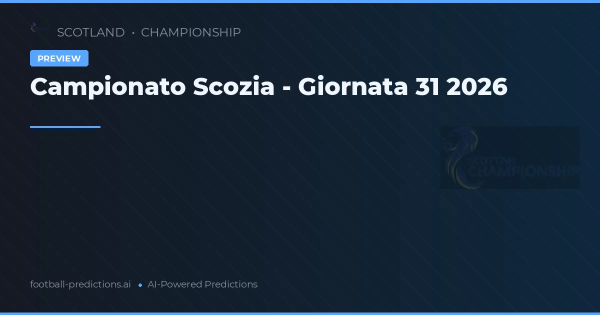 Campionato Scozia - Giornata 31 2026
