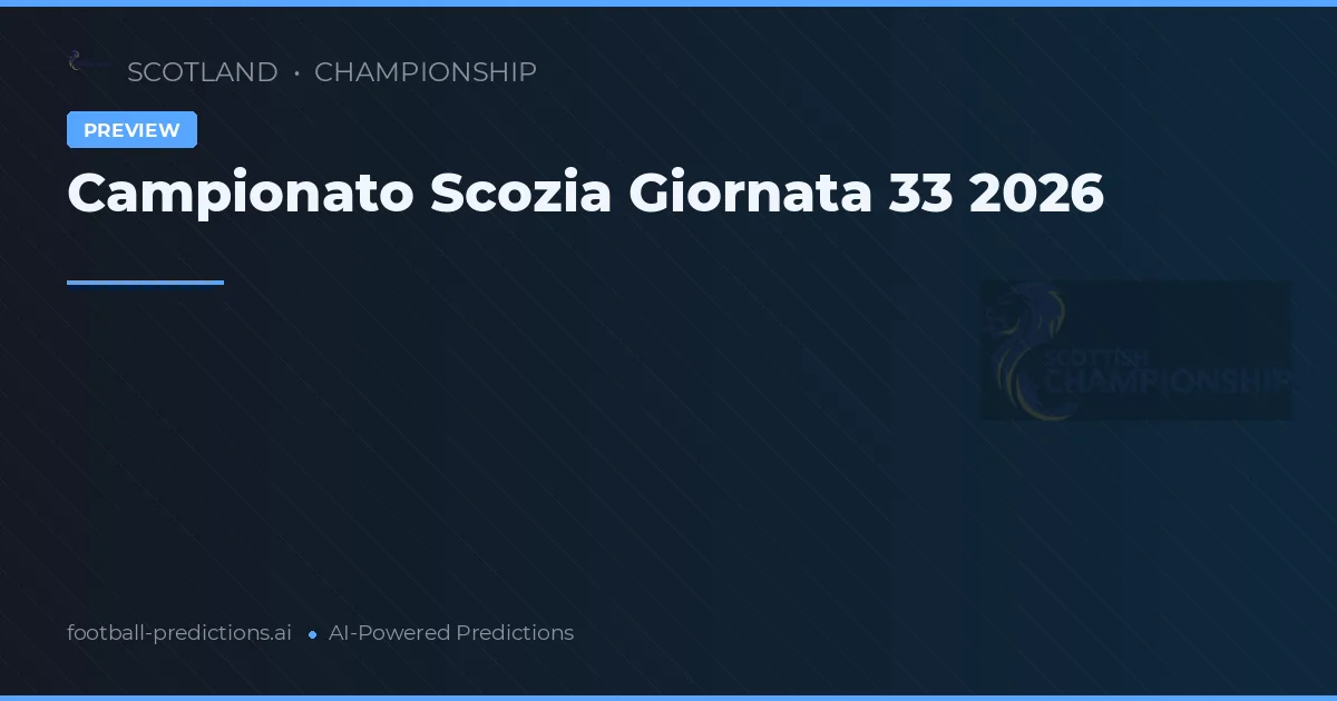 Campionato Scozia Giornata 33 2026