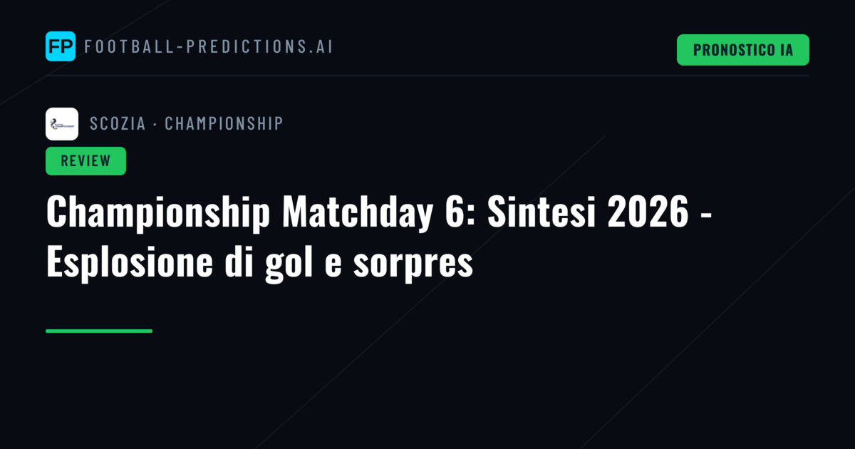 Championship Matchday 6: Sintesi 2026 - Esplosione di gol e sorpres