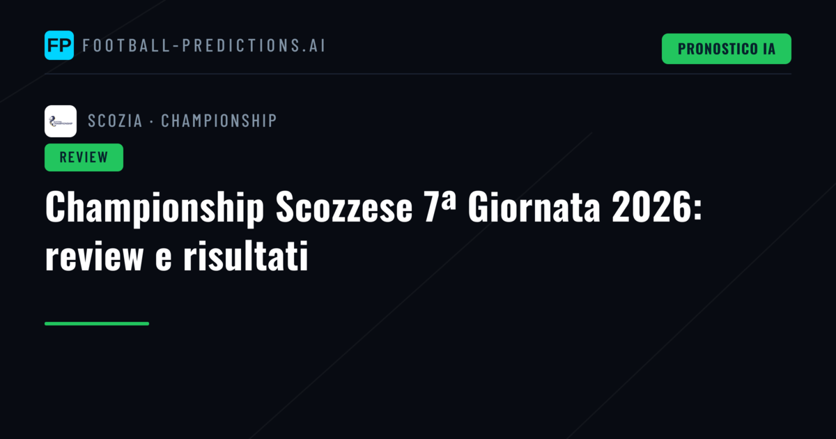 Championship Scozzese 7ª Giornata 2026: review e risultati