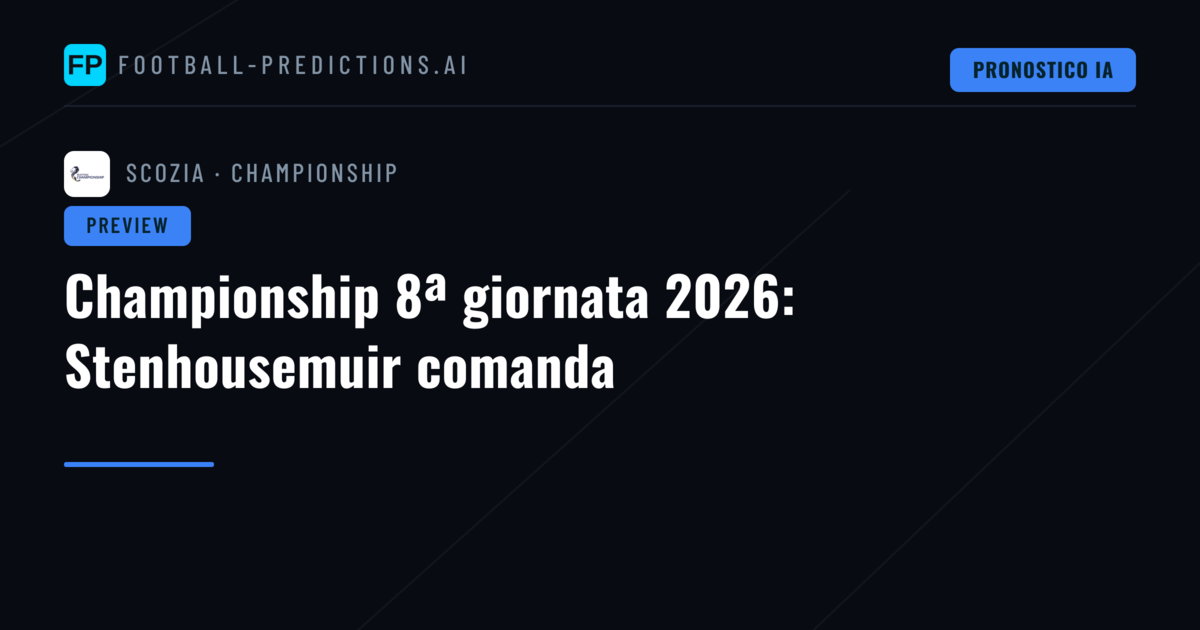 Championship 8ª giornata 2026: Stenhousemuir comanda