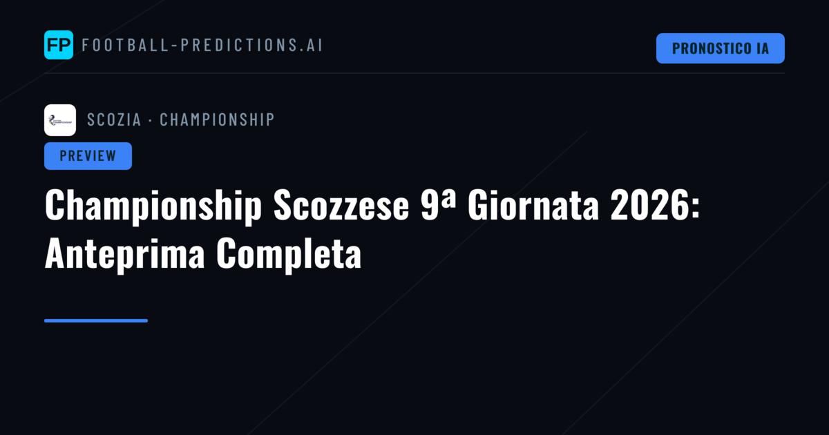 Championship Scozzese 9ª Giornata 2026: Anteprima Completa