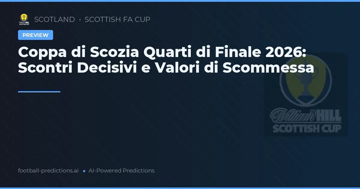 Coppa di Scozia Quarti di Finale 2026: Scontri Decisivi e Valori di Scommessa