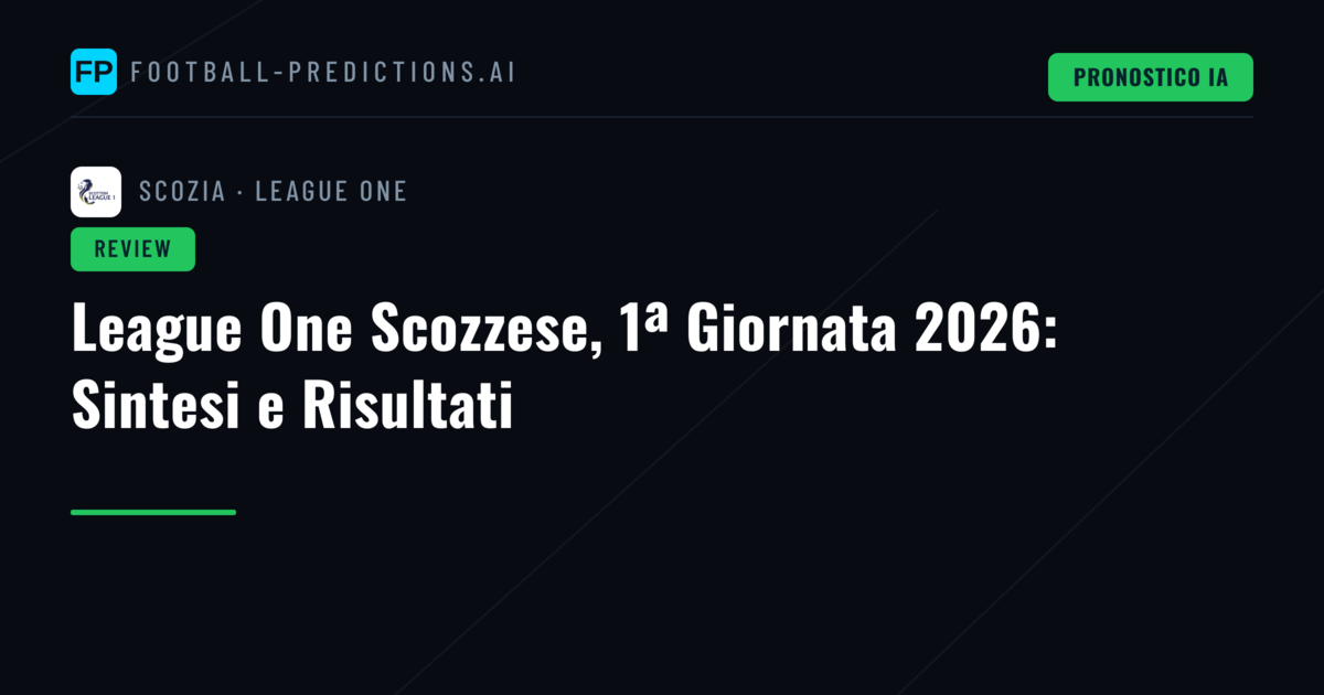 League One Scozzese, 1ª Giornata 2026: Sintesi e Risultati