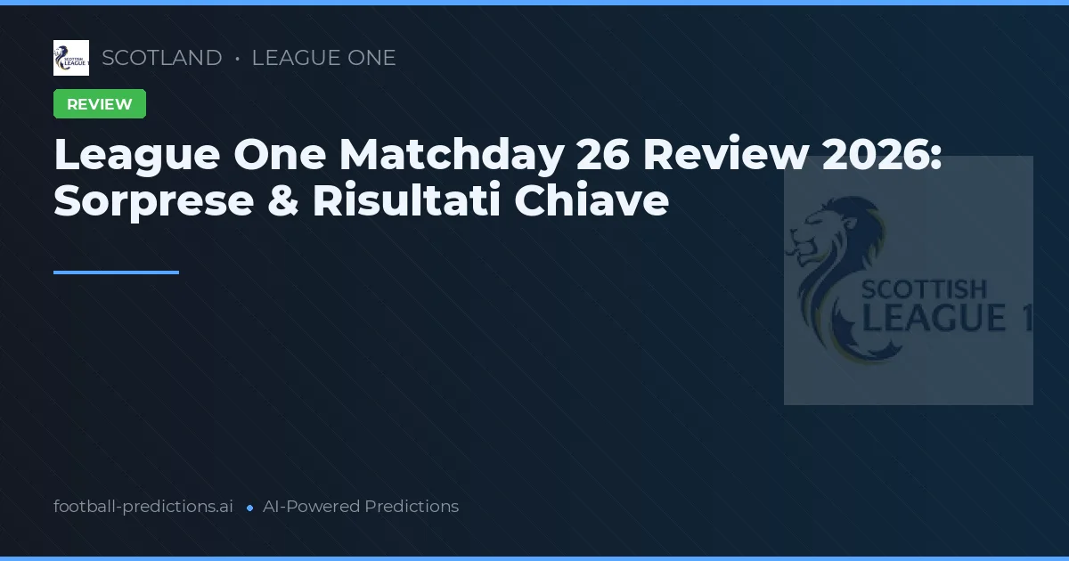 League One Matchday 26 Review 2026: Sorprese & Risultati Chiave