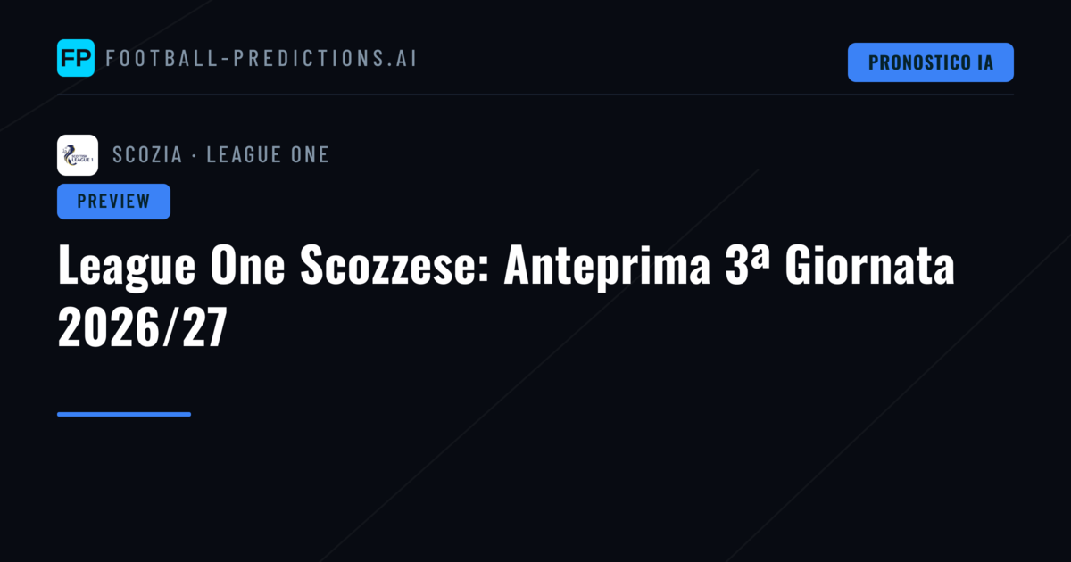 League One Scozzese: Anteprima 3ª Giornata 2026/27