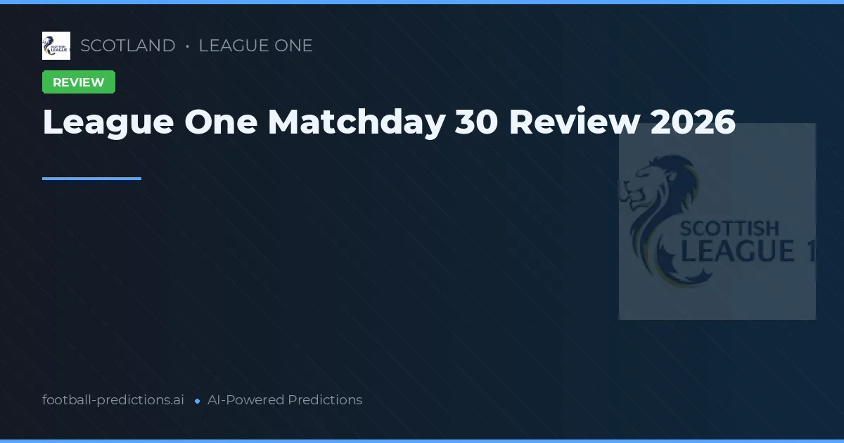 League One Matchday 30 Review 2026