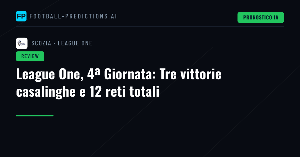 League One, 4ª Giornata: Tre vittorie casalinghe e 12 reti totali