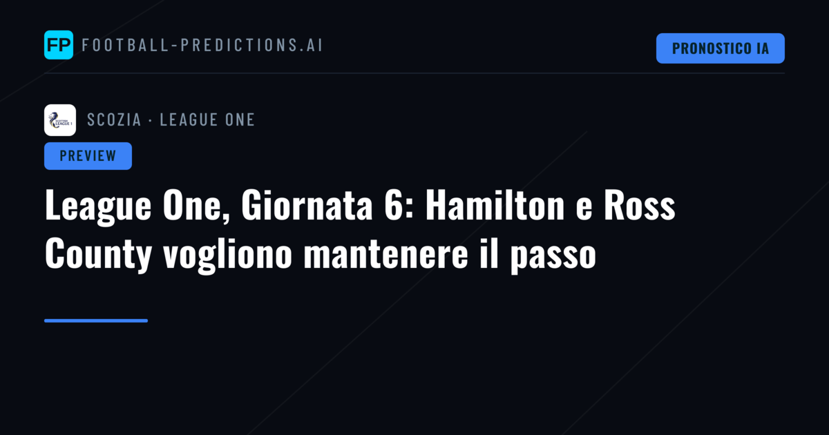 League One, Giornata 6: Hamilton e Ross County vogliono mantenere il passo