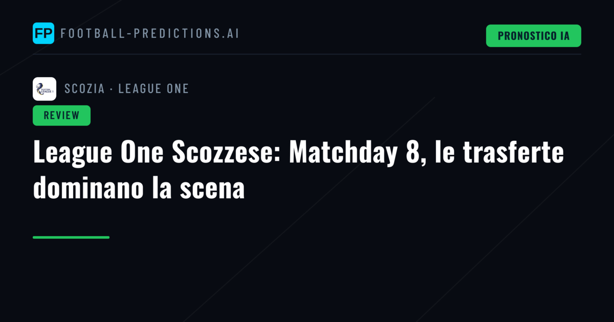 League One Scozzese: Matchday 8, le trasferte dominano la scena