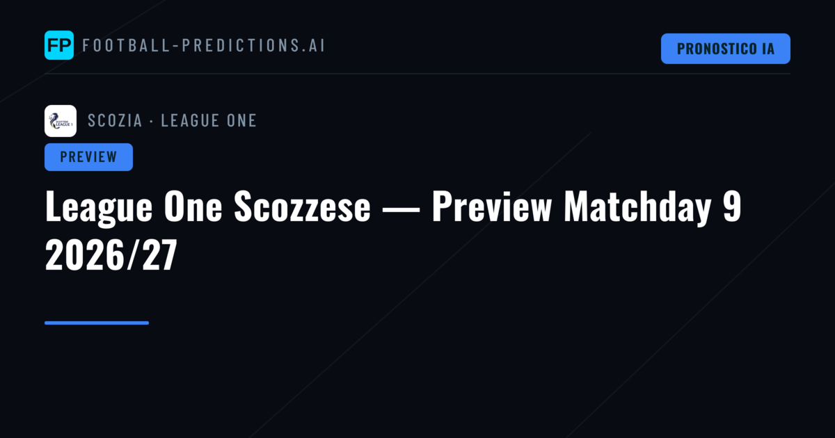 League One Scozzese — Preview Matchday 9 2026/27