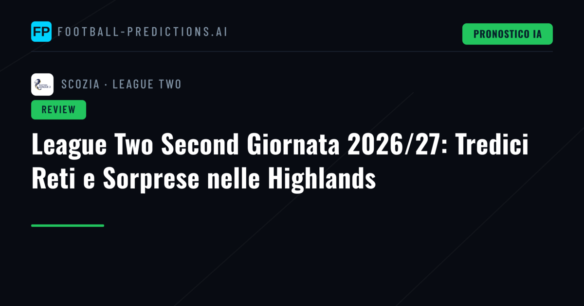 League Two Second Giornata 2026/27: Tredici Reti e Sorprese nelle Highlands
