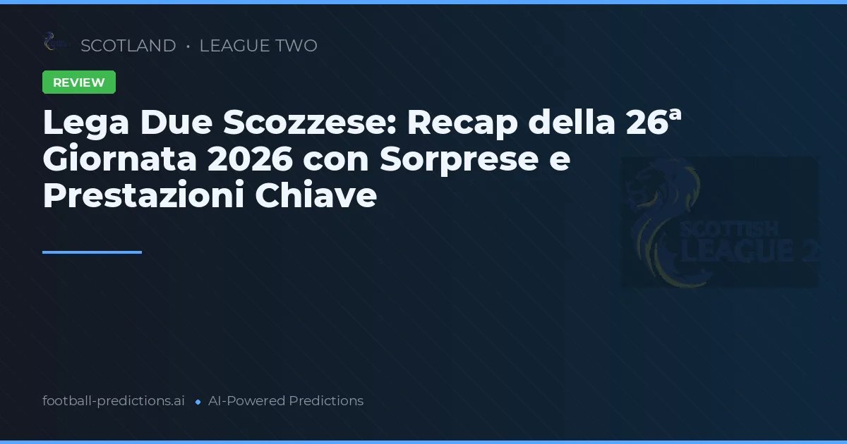 Lega Due Scozzese: Recap della 26ª Giornata 2026 con Sorprese e Prestazioni Chiave
