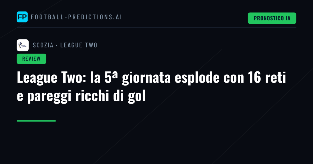League Two: la 5ª giornata esplode con 16 reti e pareggi ricchi di gol