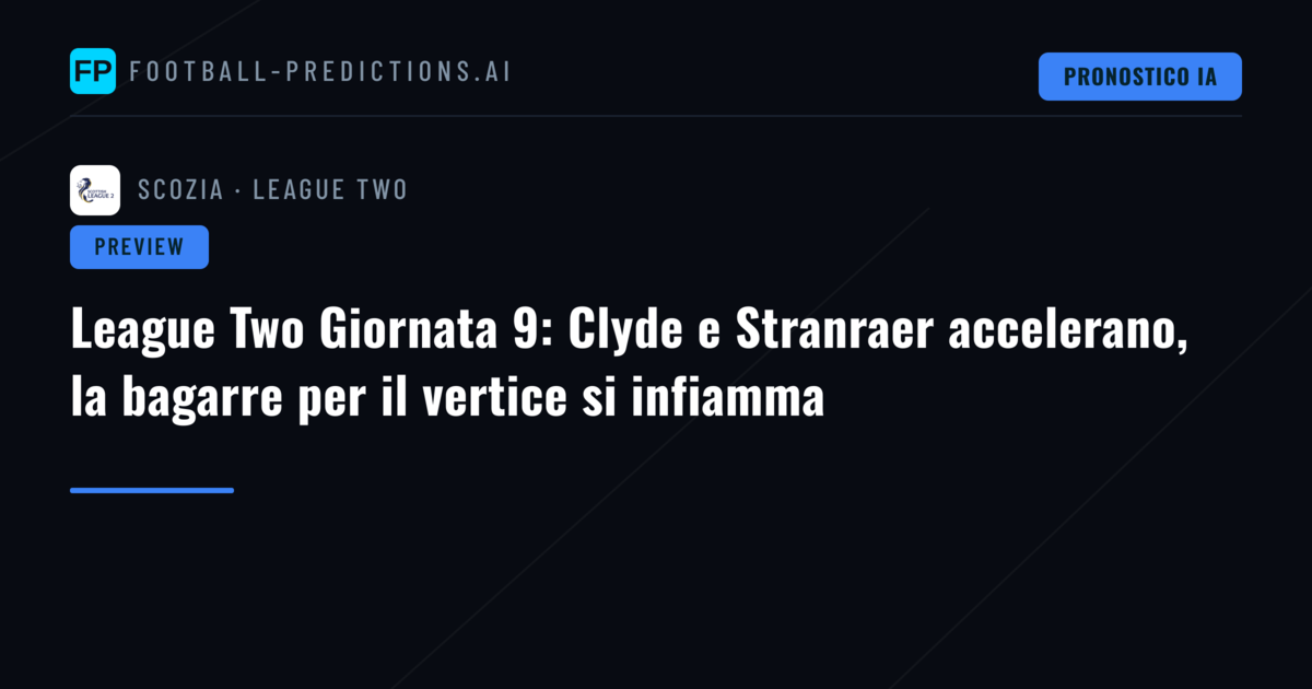 League Two Giornata 9: Clyde e Stranraer accelerano, la bagarre per il vertice si infiamma