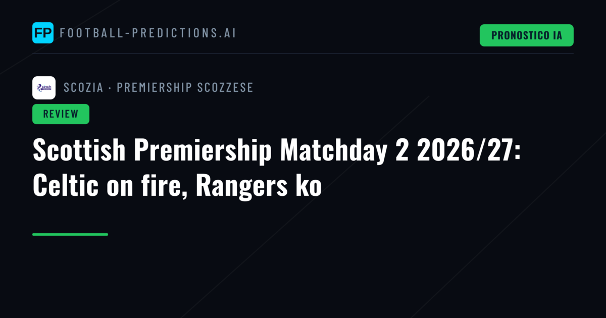 Scottish Premiership Matchday 2 2026/27: Celtic on fire, Rangers ko