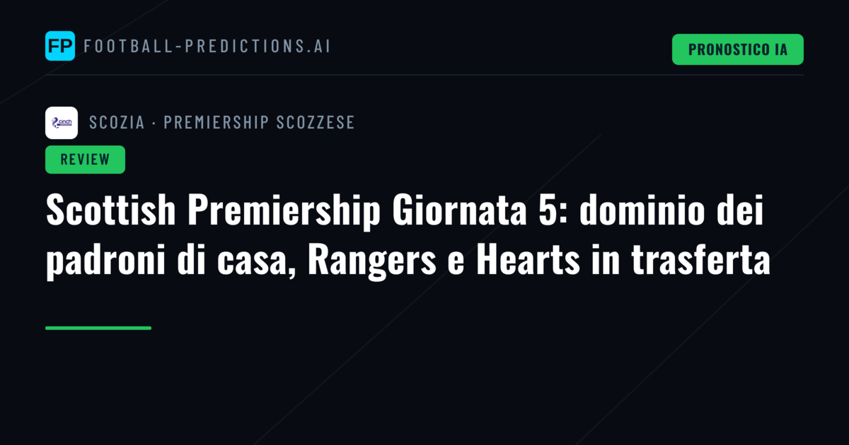 Scottish Premiership Giornata 5: dominio dei padroni di casa, Rangers e Hearts in trasferta