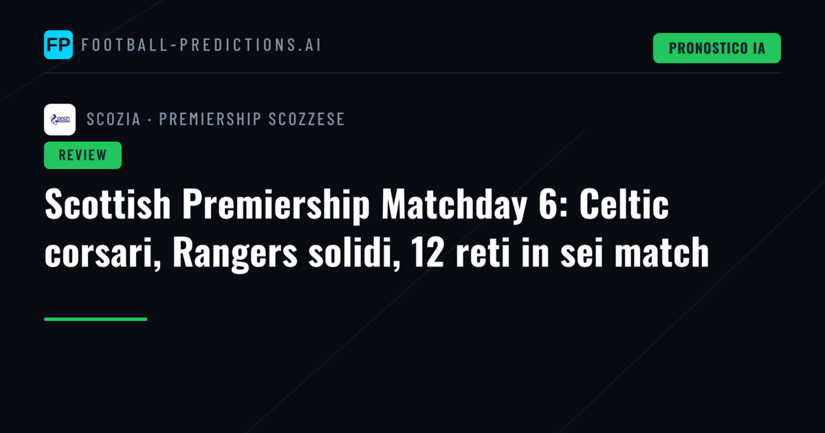 Scottish Premiership Matchday 6: Celtic corsari, Rangers solidi, 12 reti in sei match