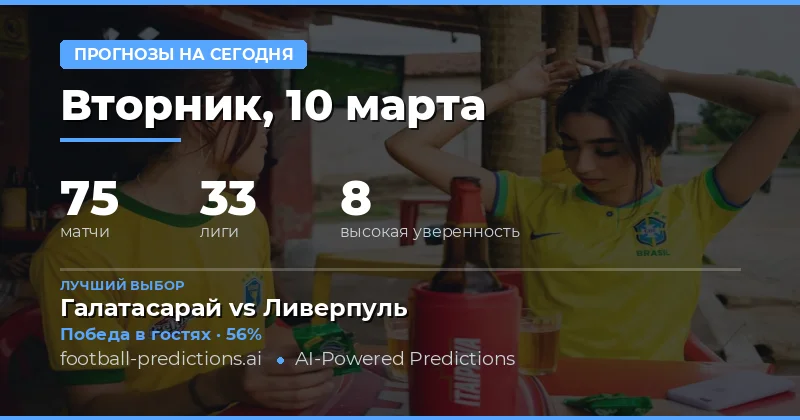 Прогнозы на футбол 10 марта 2026 года: лучшие ставки и советы