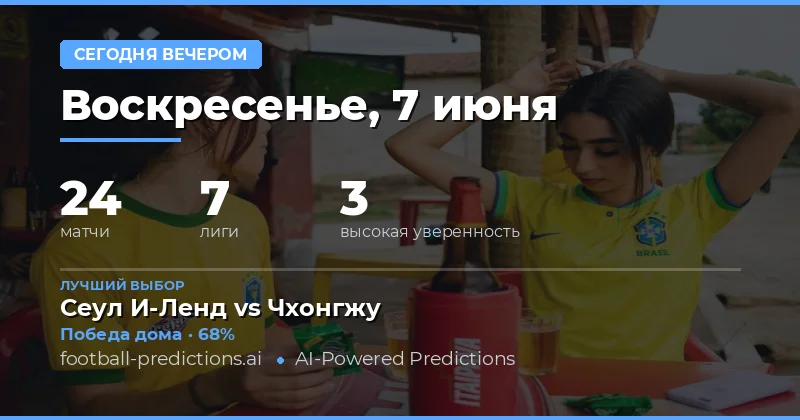 Футбольные прогнозы на воскресенье 7 июня 2026 года