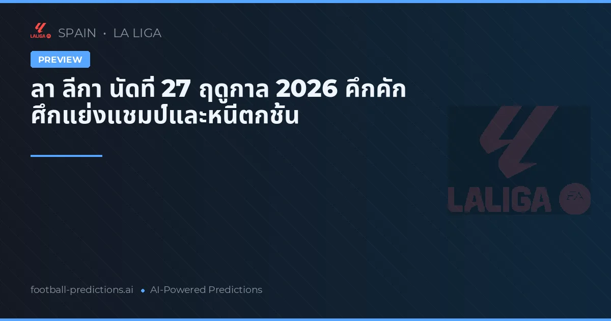 ลา ลีกา นัดที่ 27 ฤดูกาล 2026 คึกคัก ศึกแย่งแชมป์และหนีตกชั้น