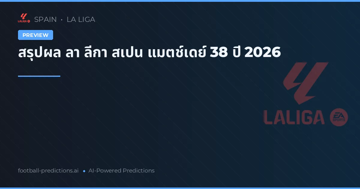 สรุปผล ลา ลีกา สเปน แมตช์เดย์ 38 ปี 2026