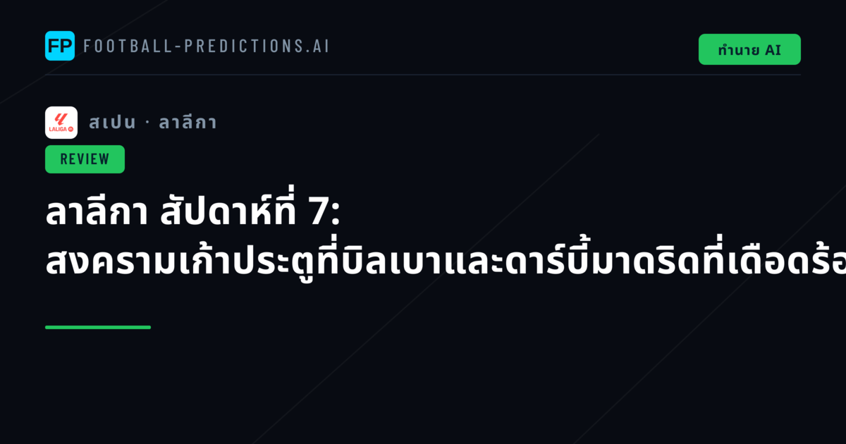 ลาลีกา สัปดาห์ที่ 7: สงครามเก้าประตูที่บิลเบาและดาร์บี้มาดริดที่เดือดร้อน