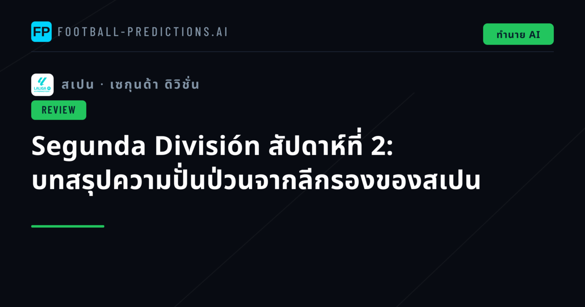 Segunda División สัปดาห์ที่ 2: บทสรุปความปั่นป่วนจากลีกรองของสเปน