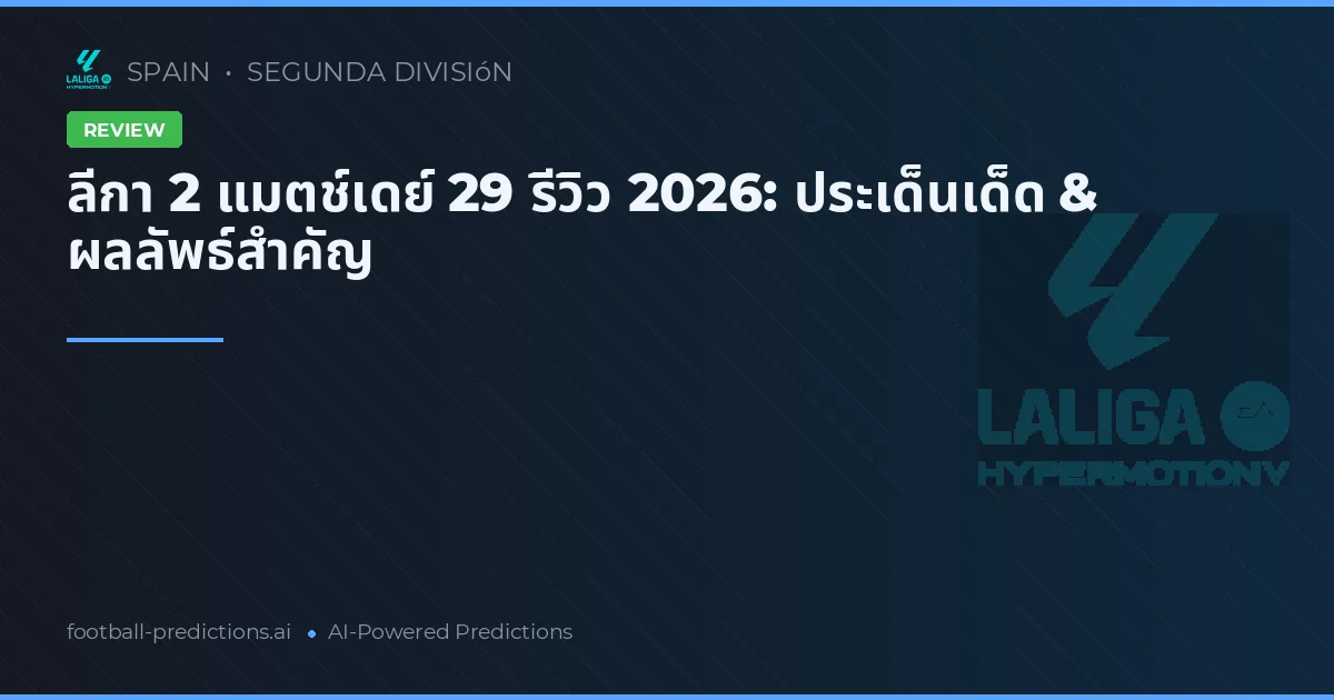 ลีกา 2 แมตช์เดย์ 29 รีวิว 2026: ประเด็นเด็ด & ผลลัพธ์สำคัญ