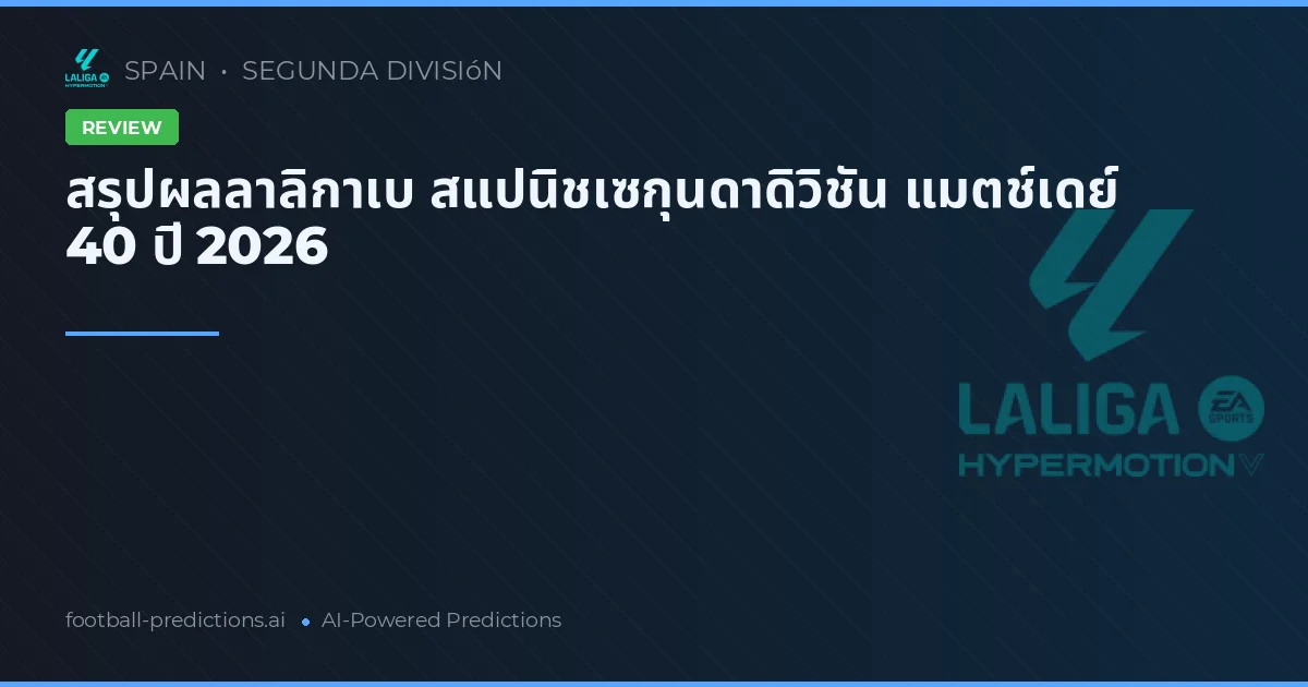 สรุปผลลาลิกาเบ สแปนิชเซกุนดาดิวิชัน แมตช์เดย์ 40 ปี 2026