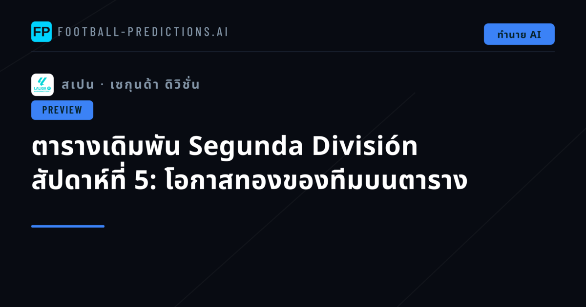 ตารางเดิมพัน Segunda División สัปดาห์ที่ 5: โอกาสทองของทีมบนตาราง